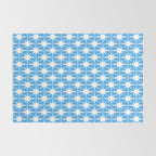 Mid Century Modern Atomic Stars Pattern Bold Blue and White Rug Gallery Image 2