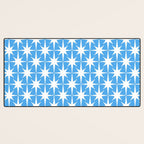Mid Century Modern Atomic Stars Pattern Bold Blue and White Desk Mat Gallery Image 3