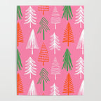 Pink christmas pine tree doodle pattern Poster Gallery Image 4