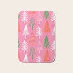Pink christmas pine tree doodle pattern Bath Mat Gallery Image 1