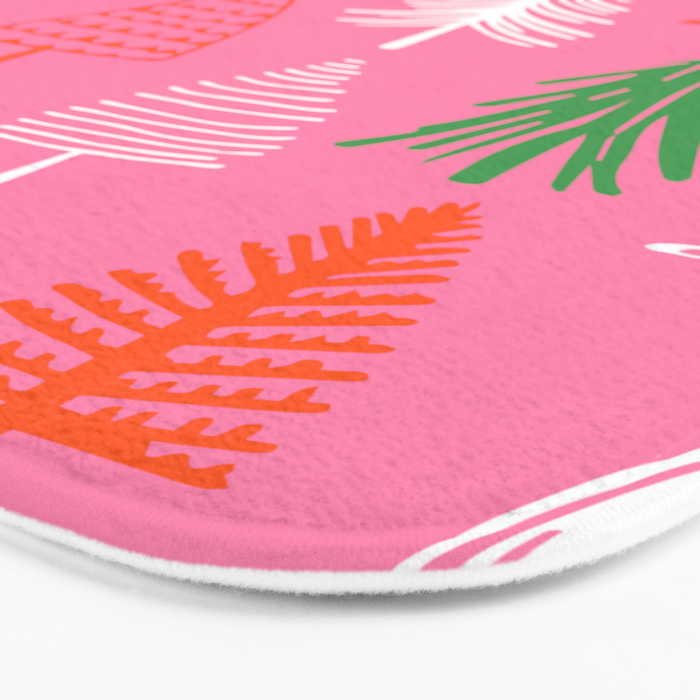 Pink christmas pine tree doodle pattern Bath Mat Gallery Image 3