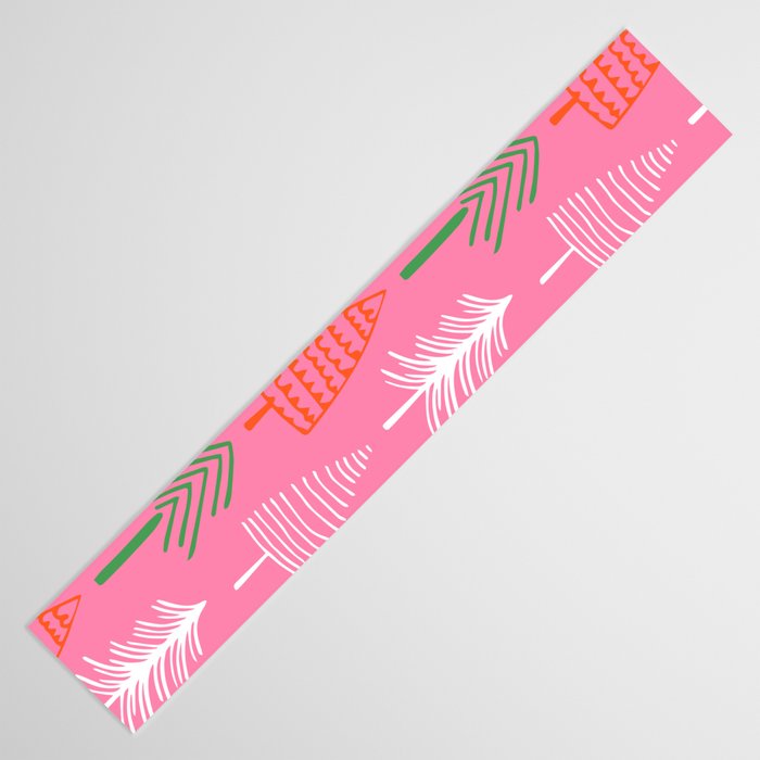 Pink christmas pine tree doodle pattern Table Runner Gallery Image 3