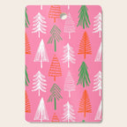 Pink christmas pine tree doodle pattern Cutting Board Gallery Image 1