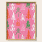 Pink christmas pine tree doodle pattern Serving Tray Gallery Image 1