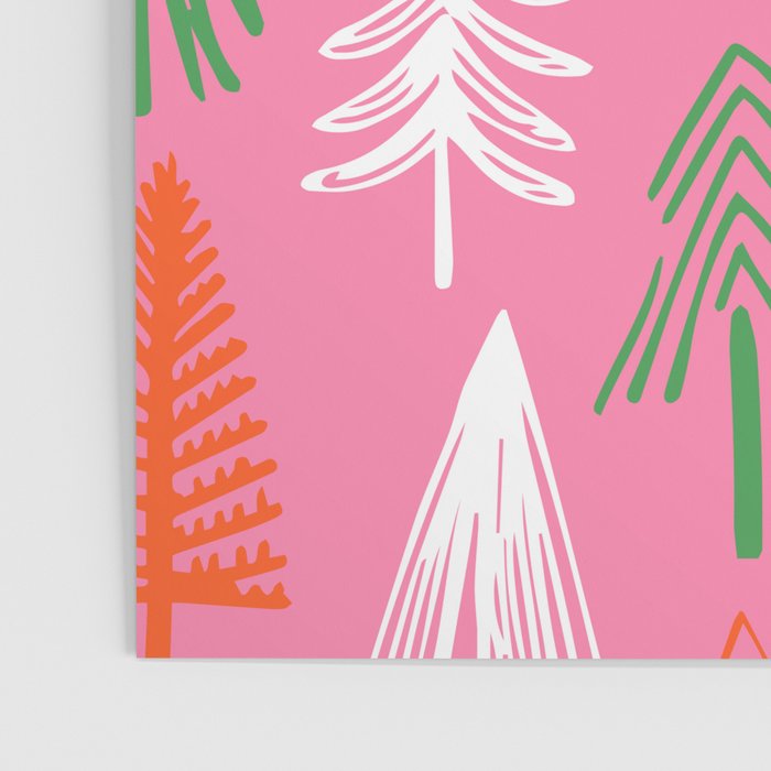 Pink christmas pine tree doodle pattern Poster Gallery Image 3