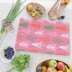 Pink christmas pine tree doodle pattern Cutting Board Gallery Image 2