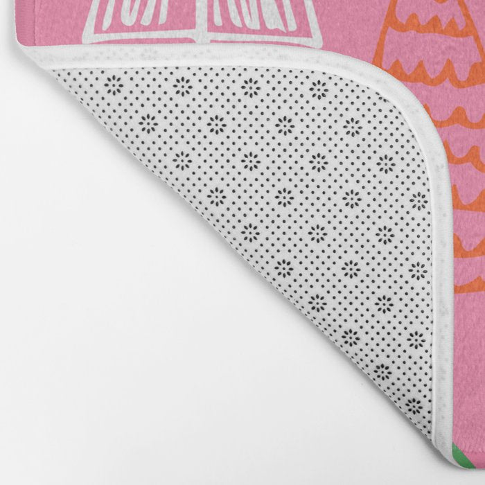 Pink christmas pine tree doodle pattern Bath Mat Gallery Image 2