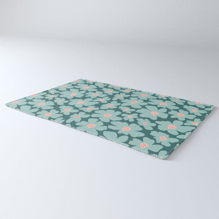 Retro Daisy - Green mood Rug Gallery Image 3