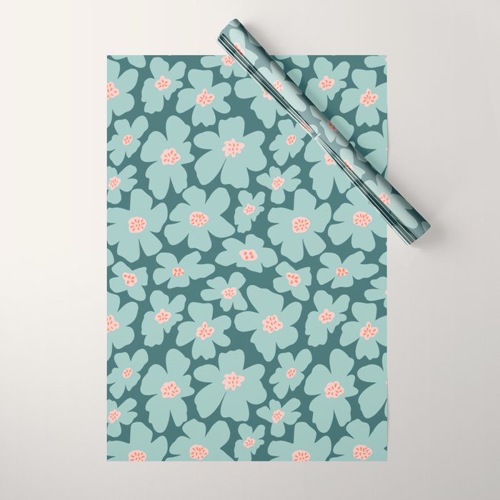 Retro Daisy - Green mood Wrapping Paper Gallery Image 1