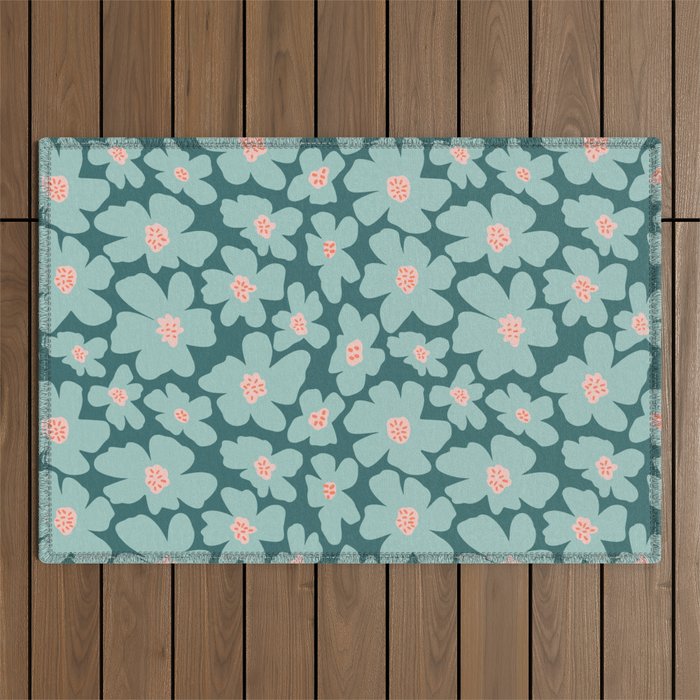 Retro Daisy - Green mood Outdoor Rug Gallery Image 1