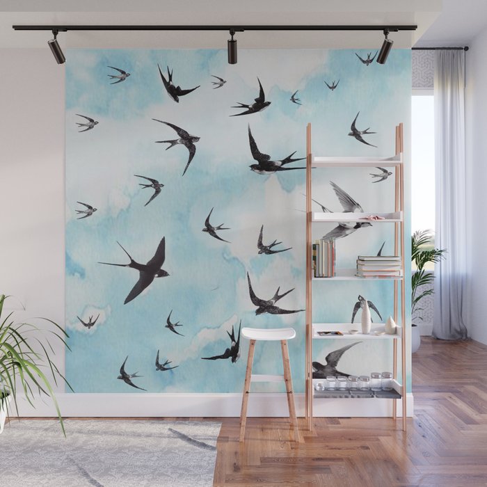 Swallows Wall Mural Gallery Image 1