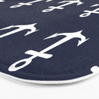 Nautical Navy Blue and White Anchors Bath Mat Gallery Image 3