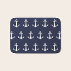 Nautical Navy Blue and White Anchors Bath Mat Gallery Image 1