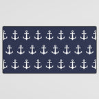 Nautical Navy Blue and White Anchors Desk Mat Gallery Image 3