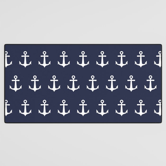 Nautical Navy Blue and White Anchors Desk Mat Gallery Image 3