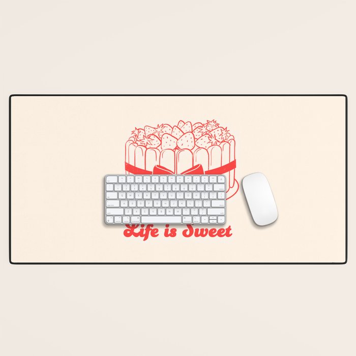 Preppy Strawberry Cake Desk Mat Gallery Image 1