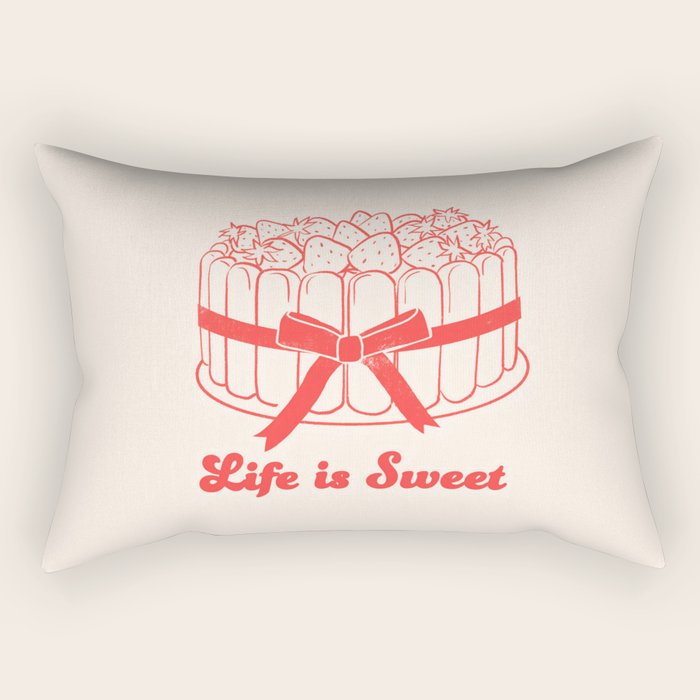 Preppy Strawberry Cake Rectangular Pillow Gallery Image 2