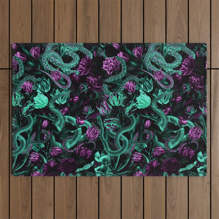 Floral and Snake Night Outdoor Rug Gallery Image 1