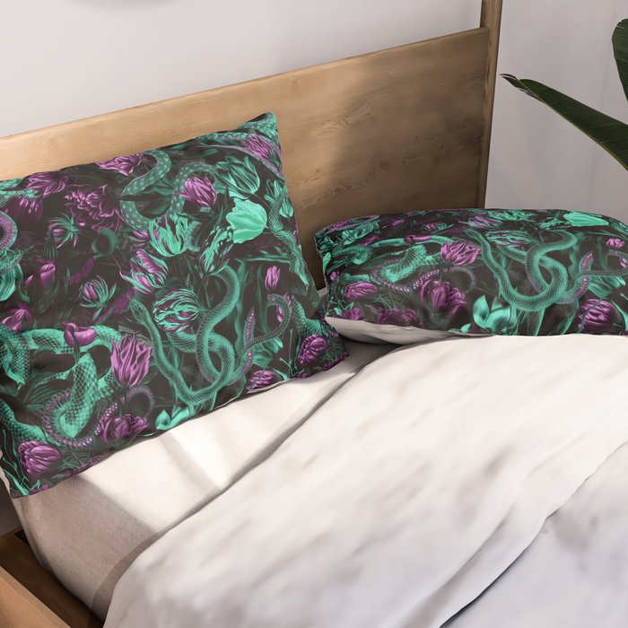 Floral and Snake Night Pillow Sham Gallery Image 2