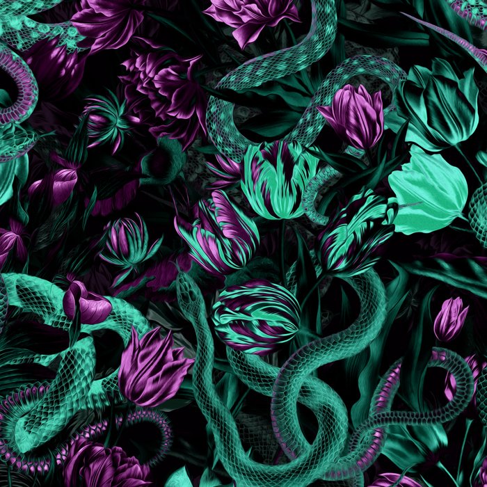 Floral and Snake Night Coffee Mug Gallery Image 2