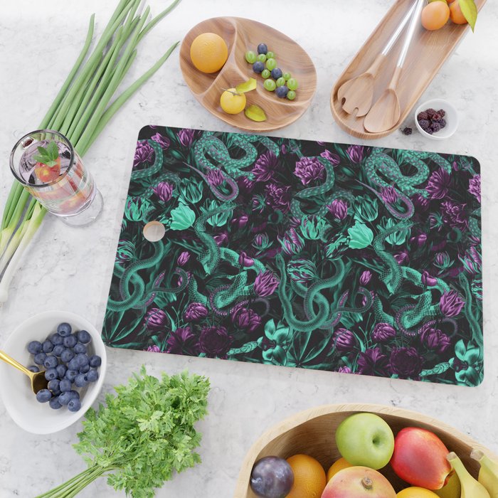 Floral and Snake Night Cutting Board Gallery Image 2