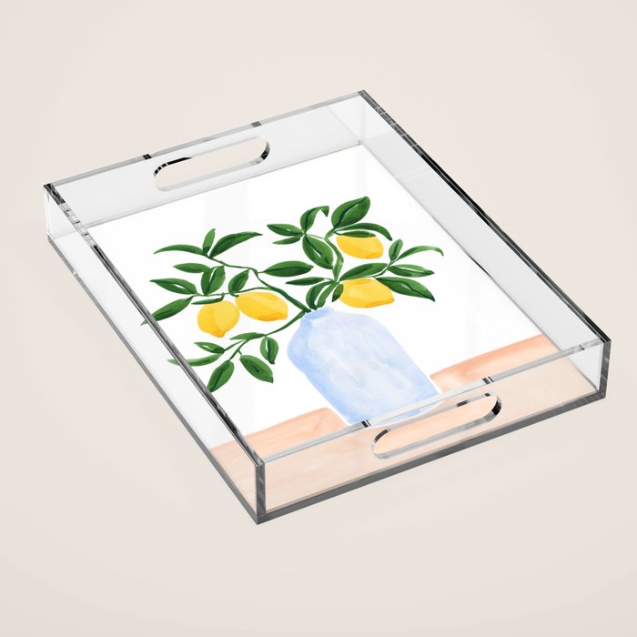 Lemon Tree Branch in a Vase Acrylic Tray Gallery Image 1
