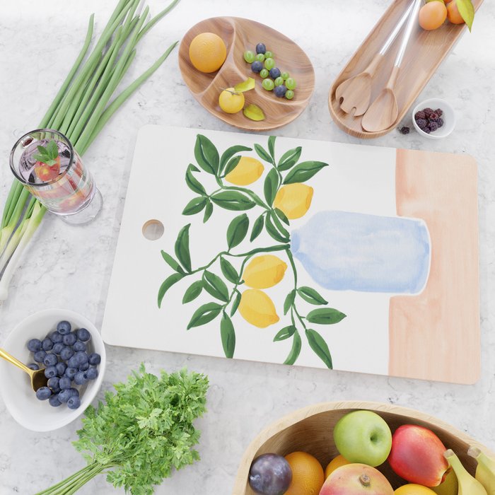 Lemon Tree Branch in a Vase Cutting Board Gallery Image 2