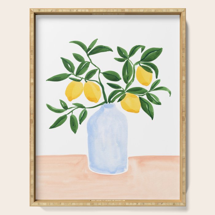 Lemon Tree Branch in a Vase Serving Tray Gallery Image 1