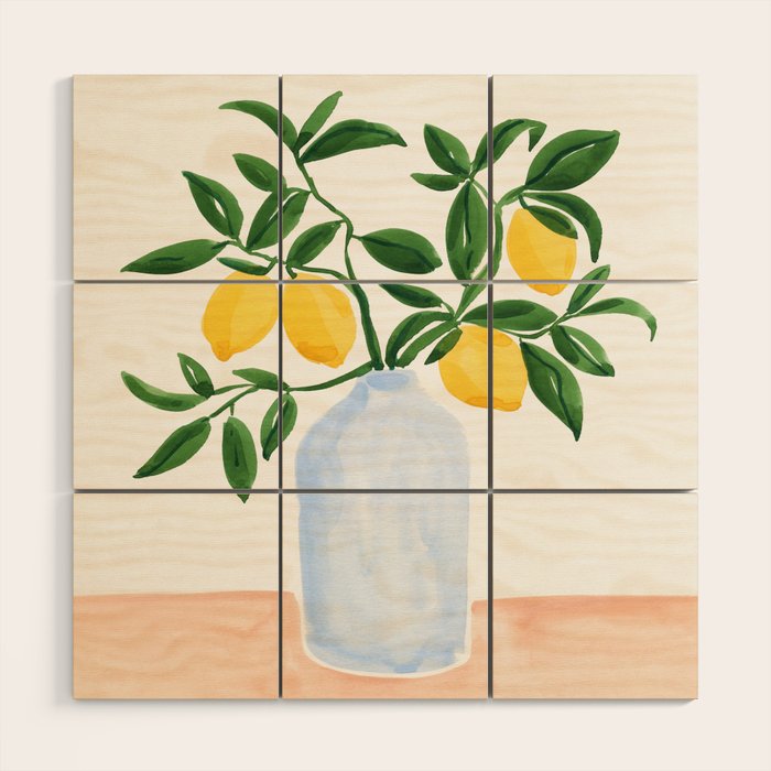 Lemon Tree Branch in a Vase Wood Wall Art Gallery Image 1