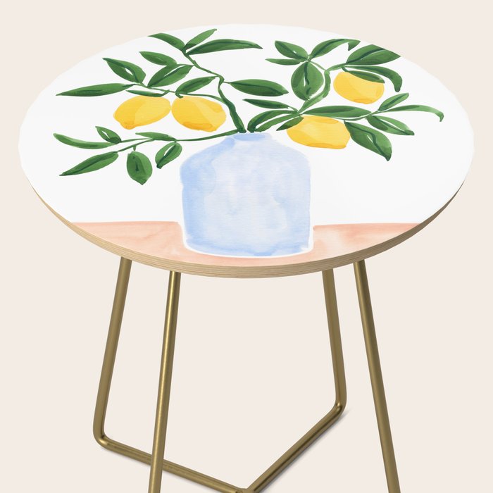 Lemon Tree Branch in a Vase Side Table Gallery Image 2