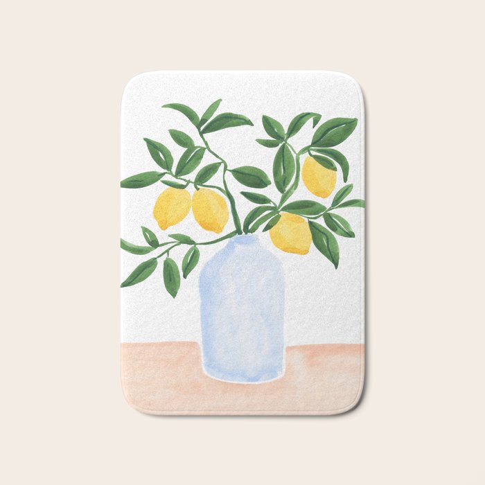 Lemon Tree Branch in a Vase Bath Mat Gallery Image 1