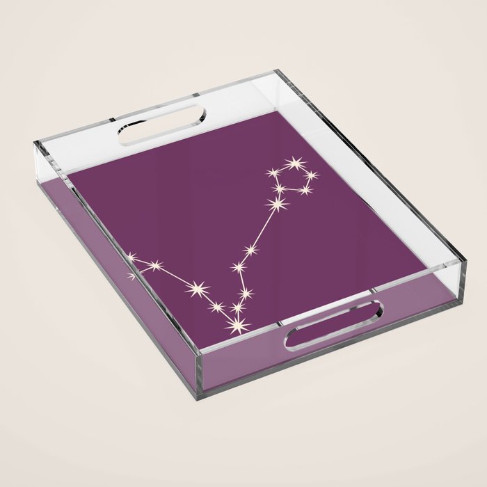 Pisces Zodiac Star Constellation Line Art Mauve Purple Acrylic Tray Gallery Image 1