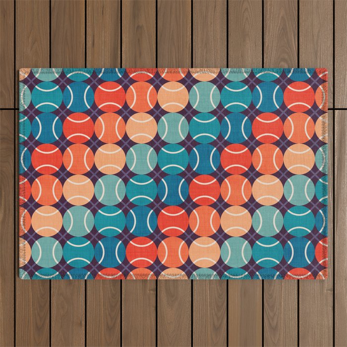 Retro Tennis 70s Rainbow Outdoor Rug Gallery Image 1