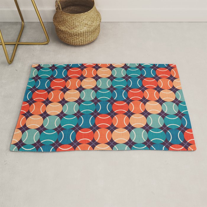 Retro Tennis 70s Rainbow Rug Gallery Image 1