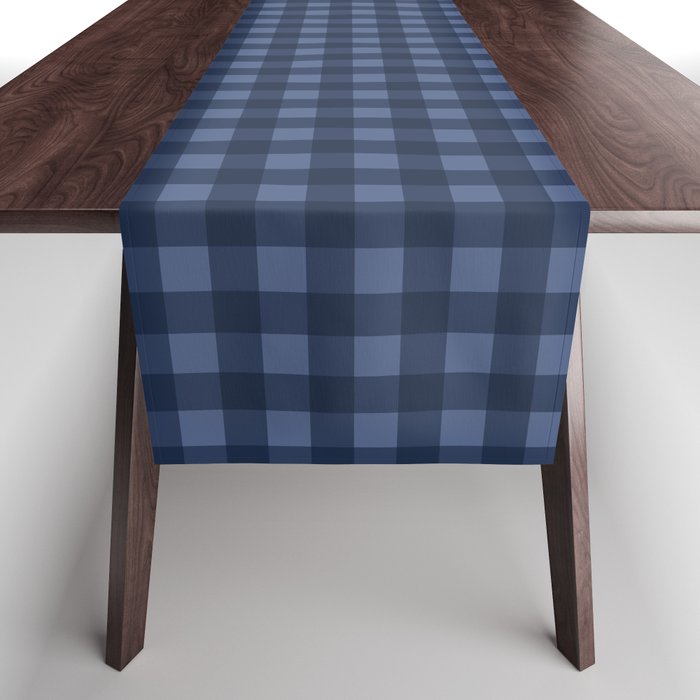 Gingham Plaid Pattern - Navy Blue Table Runner Gallery Image 1