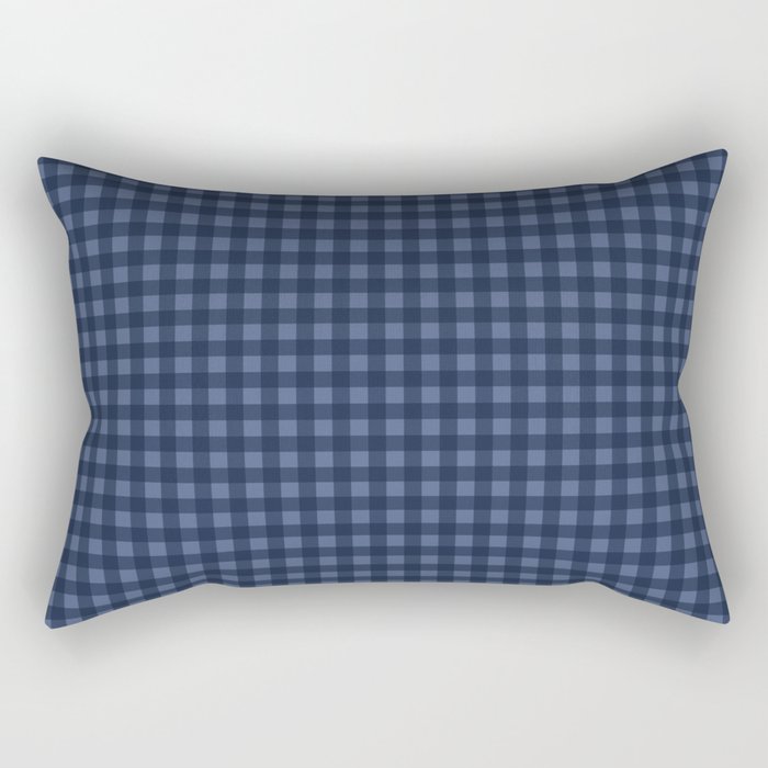 Gingham Plaid Pattern - Navy Blue Rectangular Pillow Gallery Image 2