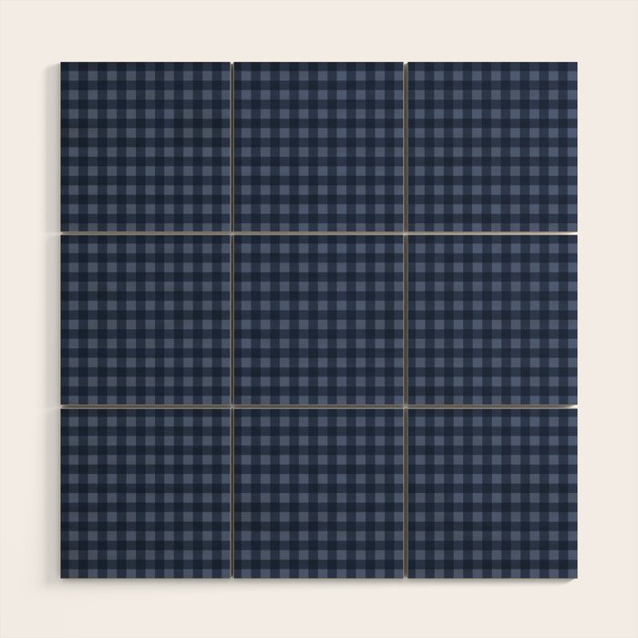 Gingham Plaid Pattern - Navy Blue Wood Wall Art Gallery Image 1