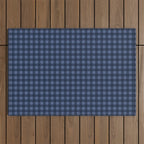 Gingham Plaid Pattern - Navy Blue Outdoor Rug Gallery Image 1