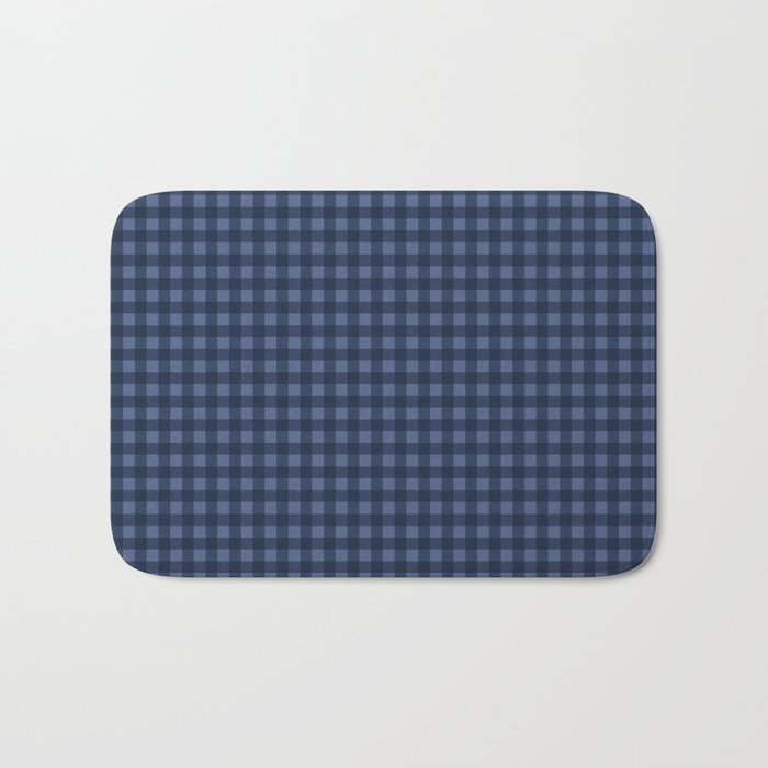 Gingham Plaid Pattern - Navy Blue Bath Mat Gallery Image 1