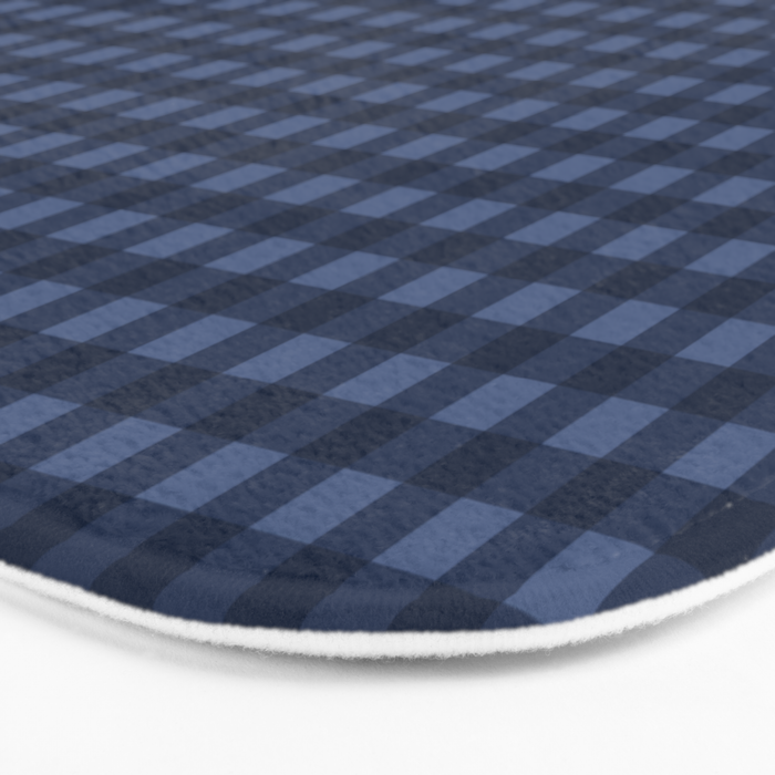 Gingham Plaid Pattern - Navy Blue Bath Mat Gallery Image 3