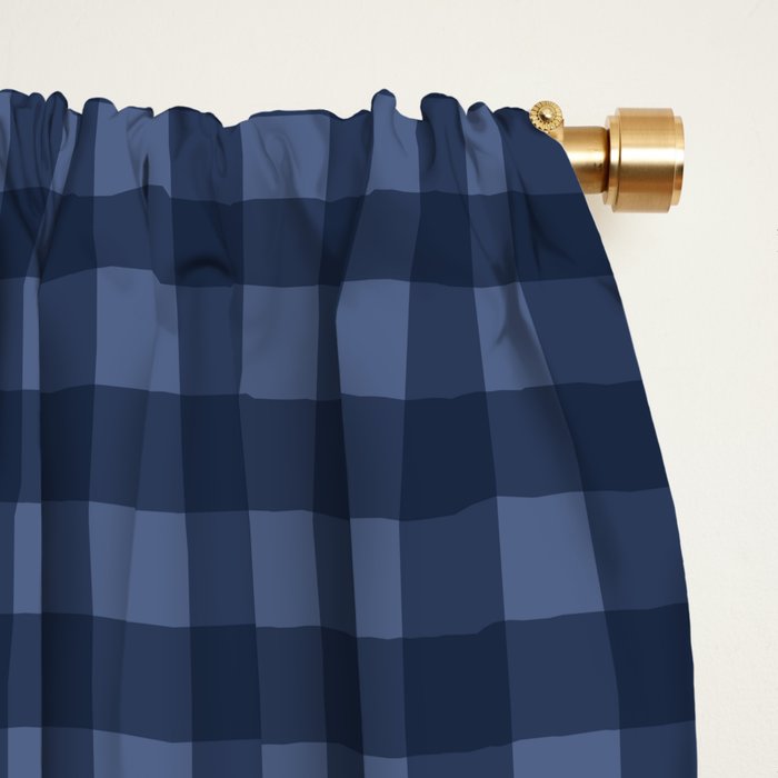 Gingham Plaid Pattern - Navy Blue Window Curtain Gallery Image 2