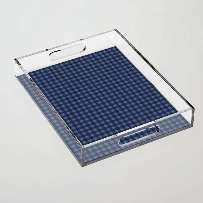 Gingham Plaid Pattern - Navy Blue Acrylic Tray Gallery Image 1