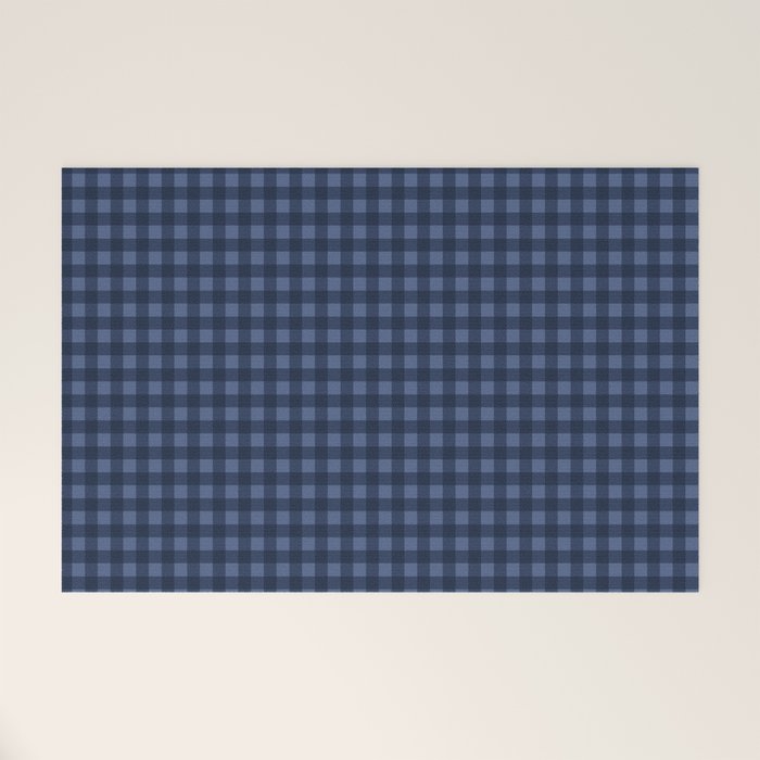 Gingham Plaid Pattern - Navy Blue Welcome Mat Gallery Image 1