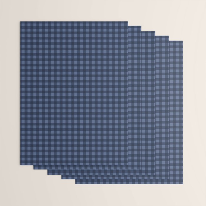 Gingham Plaid Pattern - Navy Blue Wrapping Paper Gallery Image 3