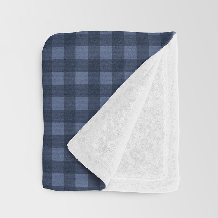 Gingham Plaid Pattern - Navy Blue Throw Blanket Gallery Image 3