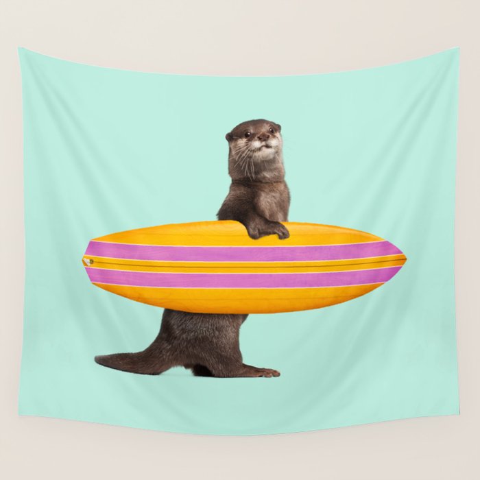 SURFING OTTER Wall Tapestry Gallery Image 4
