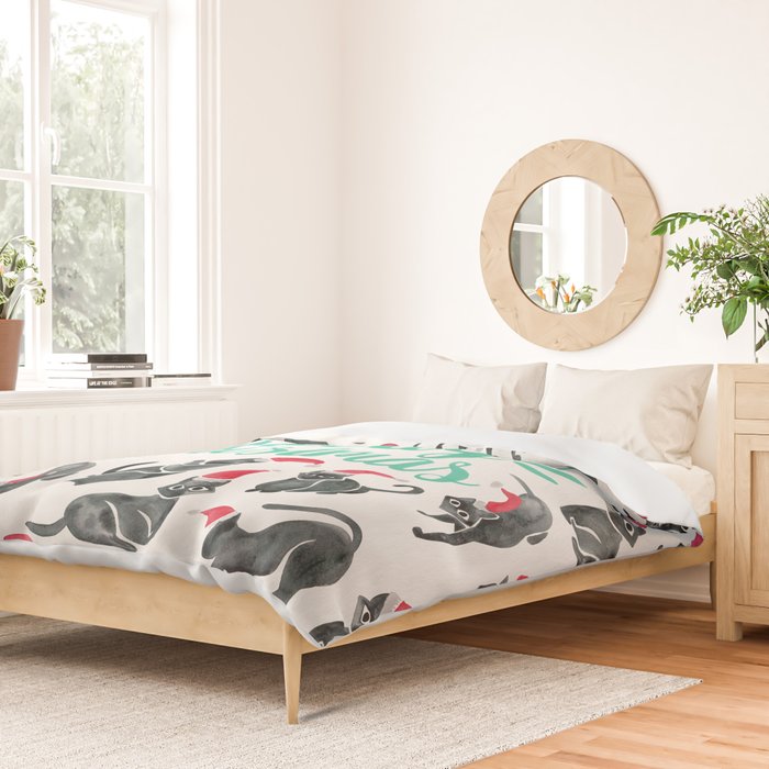 Meowy Christmas - Mint Type Duvet Cover Gallery Image 2