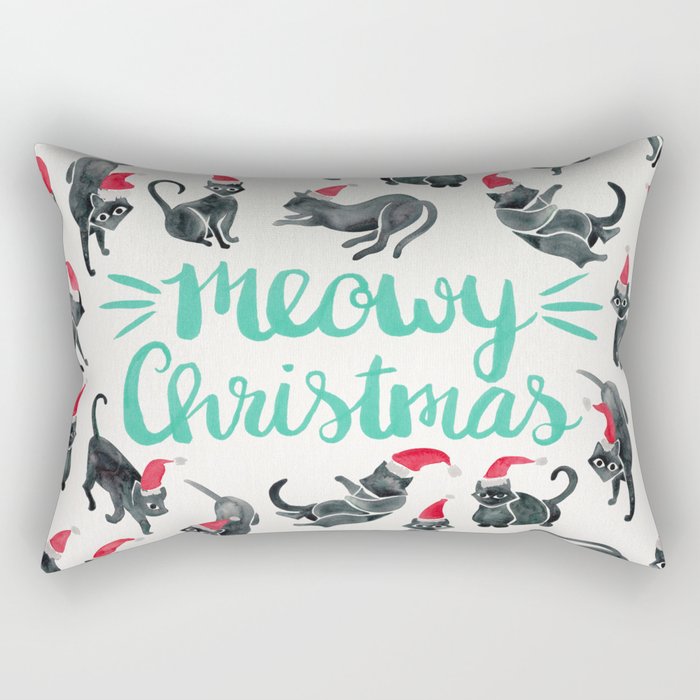 Meowy Christmas - Mint Type Rectangular Pillow Gallery Image 1