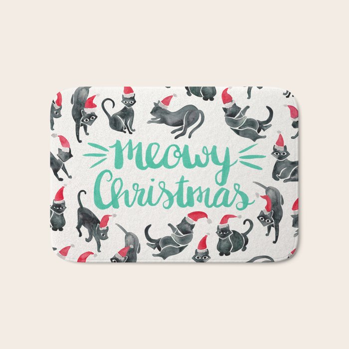 Meowy Christmas - Mint Type Bath Mat Gallery Image 1