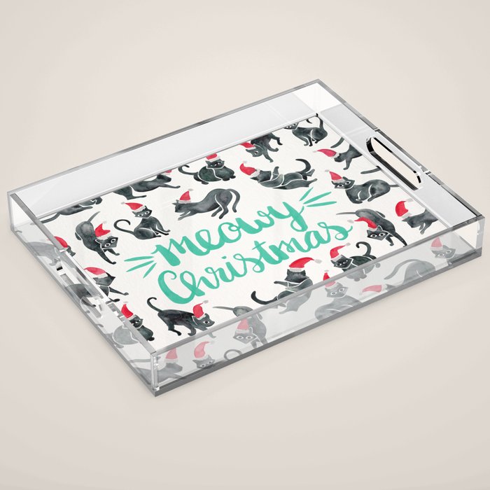 Meowy Christmas - Mint Type Acrylic Tray Gallery Image 1